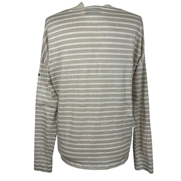 Jenni Kayne Saint James Top Women Small Oatmeal Striped Linen Rue Tee Preppy - Picture 4 of 16